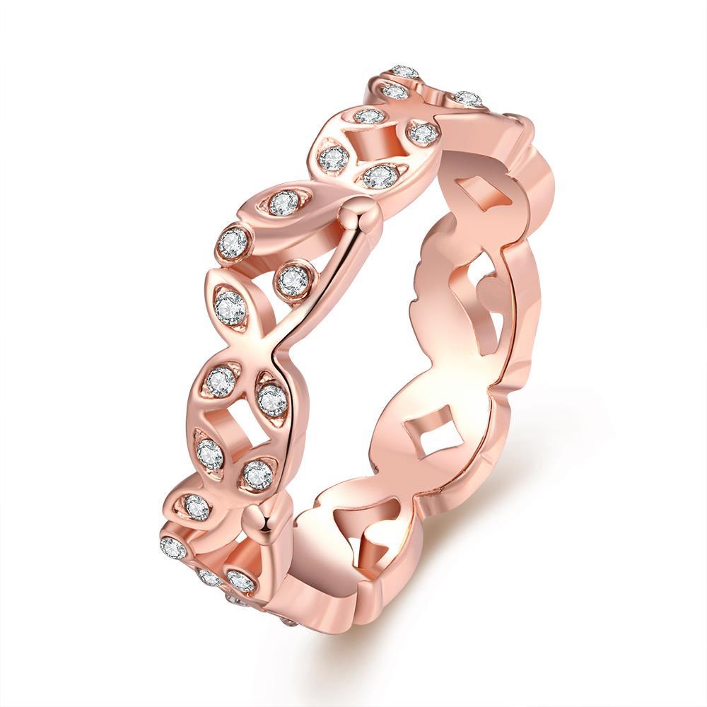 Wholesale Trendy Rose Gold Geometric White Rhinestone Ring TGGPR1058