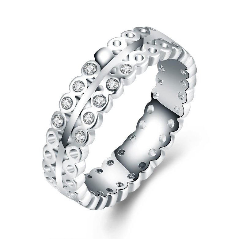 Wholesale Romantic Platinum Geometric White Rhinestone Ring TGGPR1064