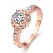 Wholesale Romantic Rose Gold Plant White Rhinestone Ring TGGPR1071