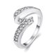 Wholesale Trendy Platinum Geometric White Rhinestone Ring TGGPR1154