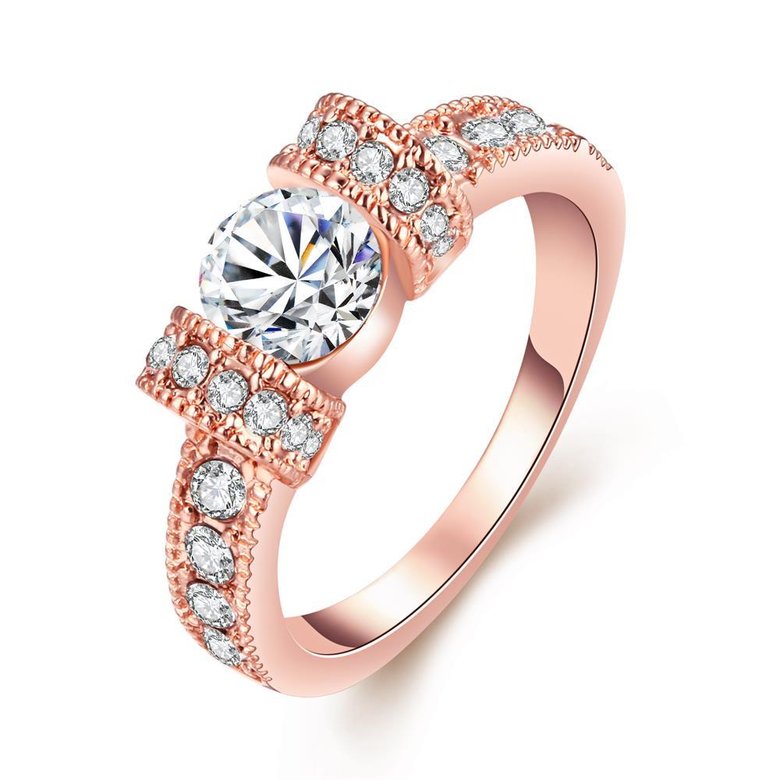 Wholesale Bohemia Rose Gold Geometric White Rhinestone Ring TGGPR1217