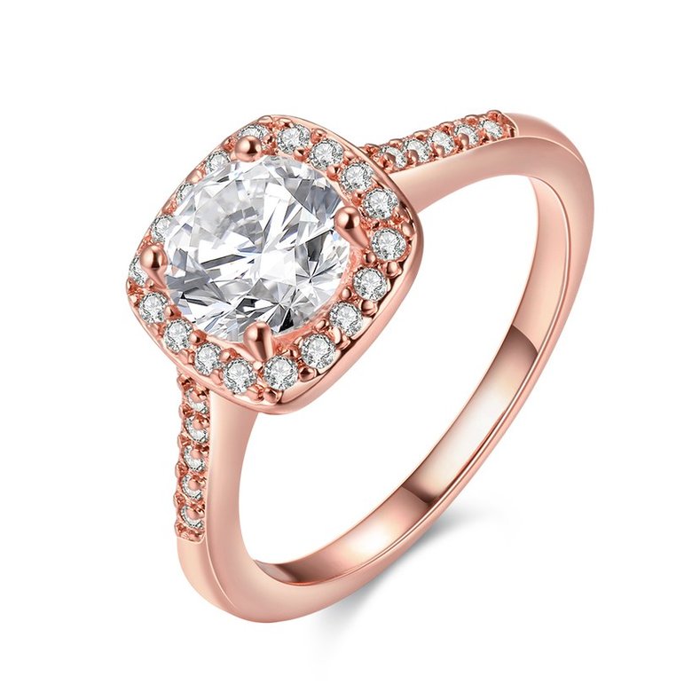 Wholesale Classic Rose Gold Geometric White CZ Ring TGGPR1293