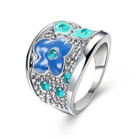 Wholesale Romantic Platinum Plant Multicolor Rhinestone Ring TGGPR1439