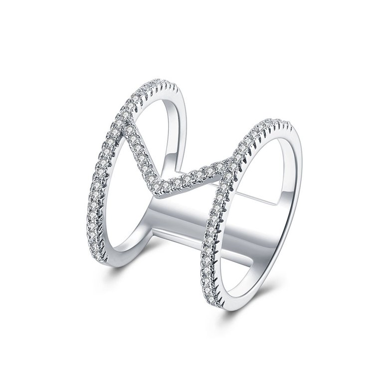 Wholesale Hot sale Jewelry Infinity 8 Symbol Trendy  Imitation Rhodium White CZ Ring White Crystal Ring TGGPR273