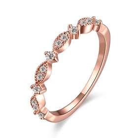 Wholesale Romantic Rose Gold Geometric White CZ Ring TGGPR954