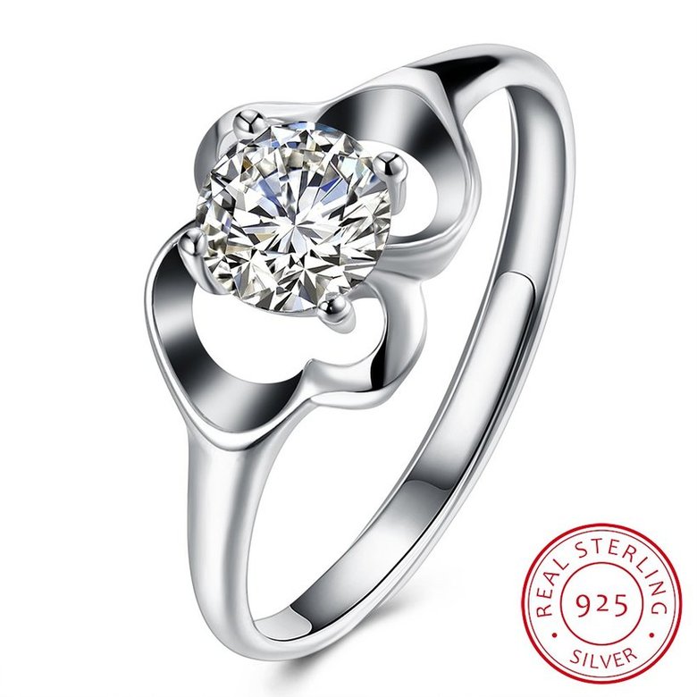 Wholesale Romantic Fashion Resizable 925 Sterling Silver CZ Flower Ring TGSLR188