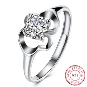 Wholesale Romantic Fashion Resizable 925 Sterling Silver CZ Flower Ring TGSLR188
