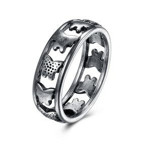 Wholesale Newly Punk style butterfly Rings Retro Antique Silver Color Engraved Pattern rings Personality party Jewelry for unisex TGVGR042