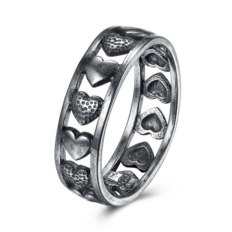 Wholesale Vintage Trendy Antique Silver Unisex Charms heart shape Ring Punk European Style Men Chain Rings Female Jewelry Free Shipping TGVGR044