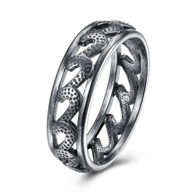 Wholesale Trendy Antique Silver Geometric Ring Newly Punk style Wavy Pattern Personality Party Ring unisex Jewelry TGVGR004