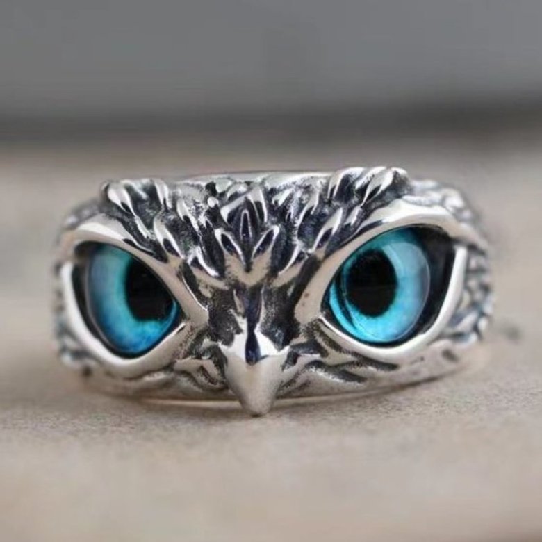 Wholesale Retro Blue Eye Owl Ring Cross Border express European and American Jewelry VGR011